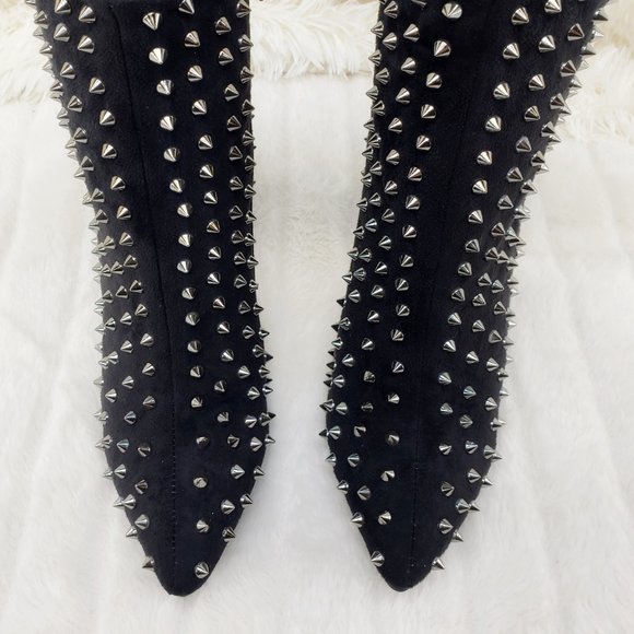 Sexy 4.5" High Heel Silver Spiked Ankle Boots - Picture 10 of 16